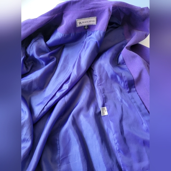 Travis Ayers Silk Purple Padded Shoulder Blazer Size 12 - Picture 5 of 11